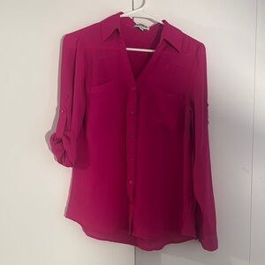 Women's Pink Button-Up Blouse